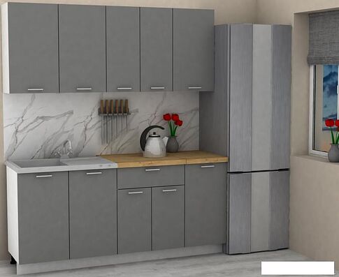 Готовая кухня ЭлиГард Lion 1.8 (дымчатый алмаз/дуб бунратти)