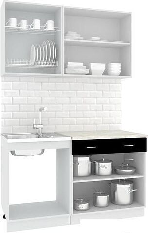 Кухня Кортекс-мебель Корнелия Экстра 1.4м (белый/береза/марсель)