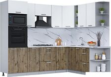Готовая кухня Интерлиния Мила Лайт 1.88x2.6 правая (белый платинум/дуб веллингтон/белый гранит) Готовая кухня Интерлиния Мила Лайт 1.88x2.6 правая (белый платинум/дуб веллингтон/белый гранит)
