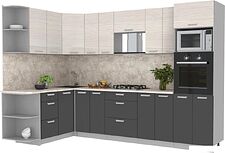 Готовая кухня Интерлиния Мила Лайт 1.68x3.0 левая (вудлайн кремовый/антрацит/малага)