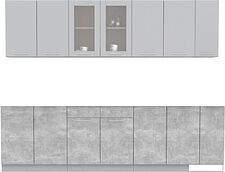 Готовая кухня Интерлиния Мила 27 без столешницы (серебристый/бетон)