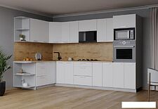 Готовая кухня Интерлиния Мила Лайт 1.68x3.0 левая (белый платинум/белый платинум/дуб бунратти)