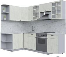 Готовая кухня Интерлиния Берес 1.5x2.5 левая (дуб снежный/серый каспий) Готовая кухня Интерлиния Берес 1.5x2.5 левая (дуб снежный/серый каспий)