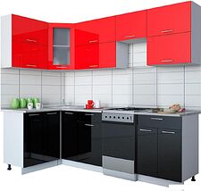 Угловая кухня Интерлиния Мила Gloss 50-12x25 (красный/черный глянец) Угловая кухня Интерлиния Мила Gloss 50-12x25 (красный/черный глянец)