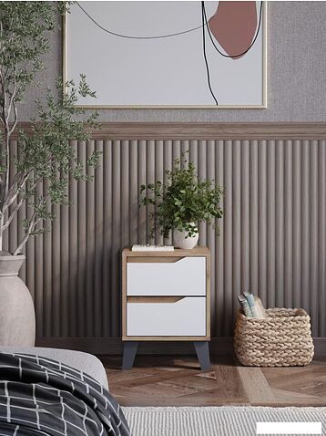 Тумба ЭлиГард Eyva 2S (дуб вотан/белый)