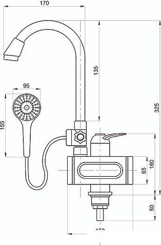 Проточный электрический водонагреватель кран+душ Mixline WH-004 (белый)