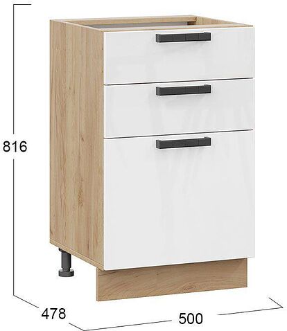 Шкаф напольный Трия Детройт 1Н5Я3 исп.2 (дуб крафт золотой/белый глянец)