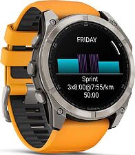 Умные часы Garmin Fenix 8 Sapphire 51мм (титановый, оранжевый силиконовый ремешок)