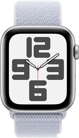 Умные часы Apple Watch SE 2 44 мм (алюминиевый корпус, серебристый/голубой, нейлоновый ремешок)