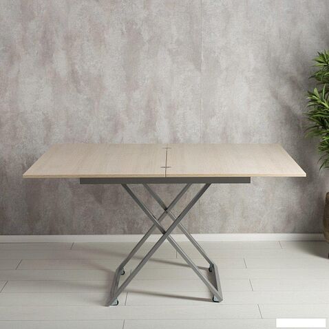 Стол-трансформер Levmar Apollo D68/S59 (дуб шамони светлый/серебро)