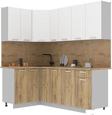 Готовая кухня Интерлиния Мила Лайт 1.2x2.1 (белый платинум/дуб золотой/дуб бунратти)
