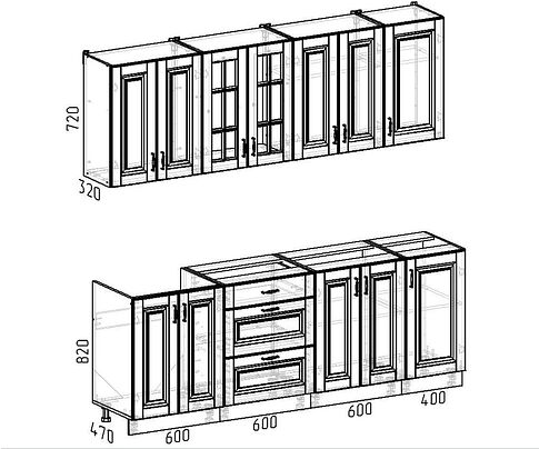 Готовая кухня Интермебель Бостон-7 2.2 без столешницы (акация белая)