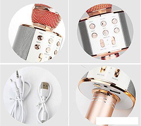 Микрофон Wster WS-858 (розовый)