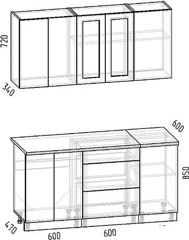 Готовая кухня Интермебель Лион-12 В-1 1.6м (белый софт/тунис)