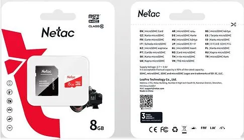 Карта памяти Netac microSDHC P500 ECO 8GB