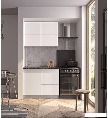 Кухня Интерлиния Мила Матте 1.0 А (белый/белый/кастилло темный)