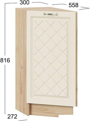 Шкаф напольный Трия Бьянка 1Н3Т (дуб крафт золотой/дуб ваниль)