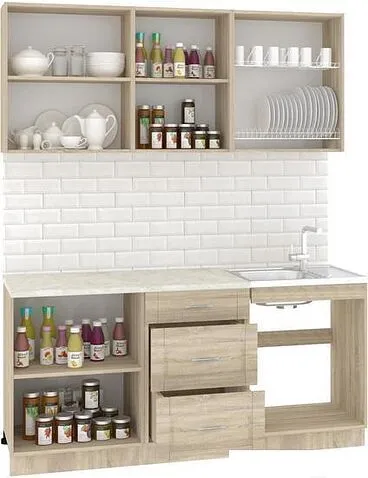 Кухня Кортекс-мебель Корнелия Ретро 1.7м (ясень белый/королевский опал)