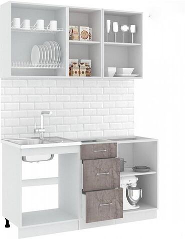 Кухня Кортекс-мебель Корнелия Лира 1.5 без столешницы (крем/оникс)