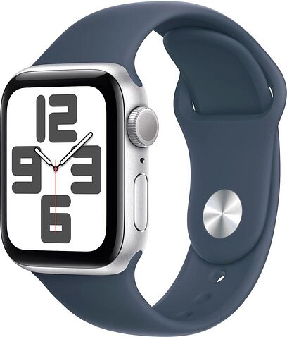 Умные часы Apple Watch SE 2 40 мм (алюминиевый корпус, серебристый/грозовой синий, спортивный силиконовый ремешок M/L)