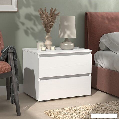 Тумба Кортекс-мебель Бари 60 2ш (белый/белый/белый)