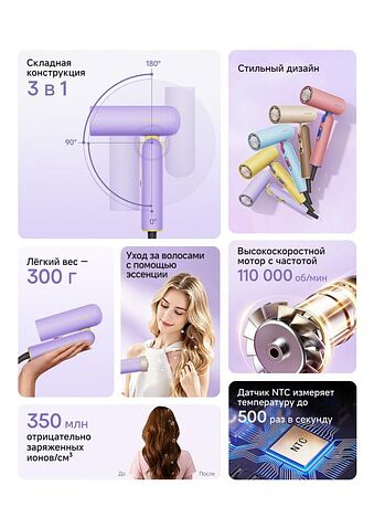 Фен Dreame Hair Dryer Pocket Cake Purple AHD51 (фиолетовый)