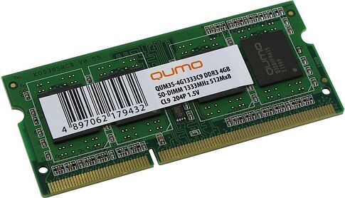 Оперативная память QUMO 4ГБ DDR3 SODIMM 1333 МГц QUM3S-4G1333K9R/C9