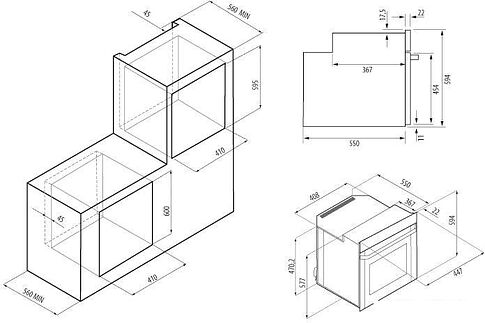 Электрический духовой шкаф Krona Sonata 45 BL