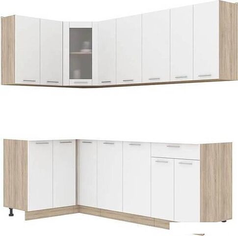 Готовая кухня Интерлиния Мила 12x23 без столешницы (белый платинум)