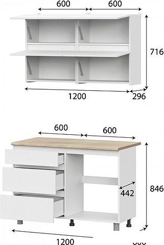 Готовая кухня NN мебель Токио 1.2м (белый текстурный/тростник)