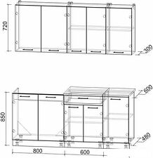 Кухня Интерлиния Мила Лайт 1.8 (дуб белый/дуб серый)