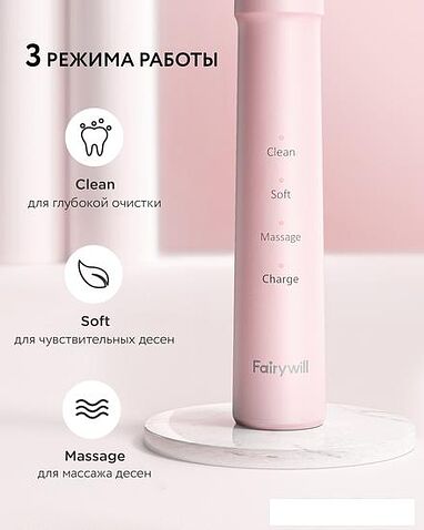 Электрическая зубная щетка Fairywill E11 (розовый, 8 насадок)