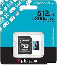 Карта памяти Kingston Canvas Go! microSDXC 512GB SDCG4/512GB (с адаптером) Карта памяти Kingston Canvas Go! microSDXC 512GB SDCG4/512GB (с адаптером)