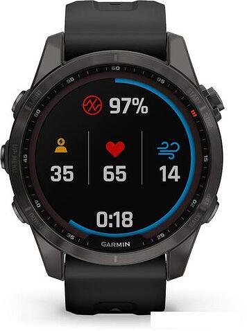 Умные часы Garmin Fenix 7S Sapphire Solar 42 мм (серый карбон/черный)