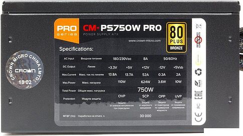 Блок питания CrownMicro CM-PS750W Pro
