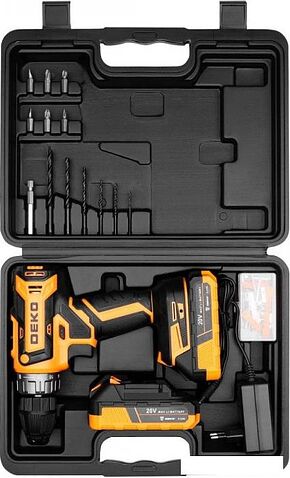 Дрель-шуруповерт Deko GCD20DU PRO Set63 083-1039 (с 2-мя АКБ, кейс)