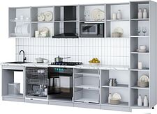 Готовая кухня Интерлиния Мила Gloss 3.4-ПМ2 (черный глянец/красный глянец/кастилло темный)