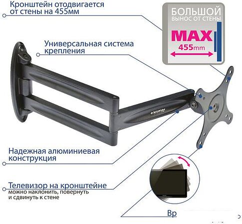 Кронштейн Kromax TECHNO-11 (черный)