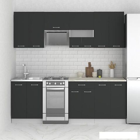 Готовая кухня Mio Tesoro Экстра-лайт 2.2 (антрацит/королевский опал)