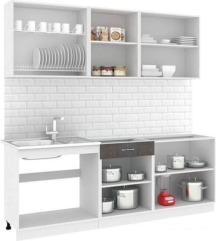 Готовая кухня Кортекс-мебель Корнелия Лира-лайт 2.2м без столешницы (дуб сонома/венге)