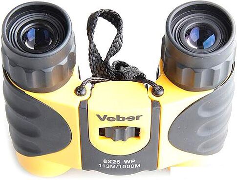 Бинокль Veber 8x25 WP черный-желтый