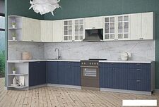 Готовая кухня Интерлиния Берес 1.5x3.3 правая (дуб снежный/дуб королевский/серый каспий)