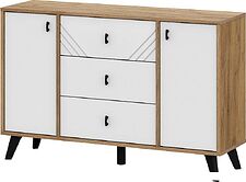 Тумба Mio Tesoro Байкал 3 ящика двухстворчатый (дуб золотистый/белый матовый)