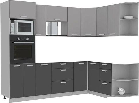 Готовая кухня Интерлиния Мила Лайт 1.68x2.6 правая без столешницы (серебристый/антрацит)