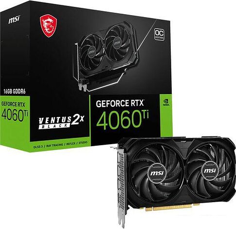 Видеокарта MSI GeForce RTX 4060 Ti Ventus 2X Black 16G OC