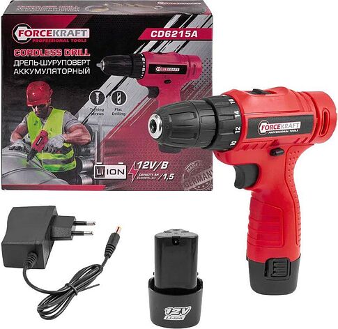 Дрель-шуруповерт ForceKraft FK-CD6215A (с 1-им АКБ)