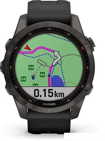 Умные часы Garmin Fenix 7S Sapphire Solar 42 мм (серый карбон/черный)