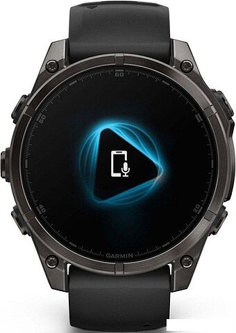 Умные часы Garmin Fenix 8 Sapphire, Titanium 47мм (угольно-черный DLC, пепельно-черный силиконовый ремешок)