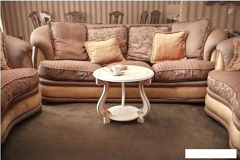 Журнальный столик Мебелик Грация М (слоновая кость/золото)