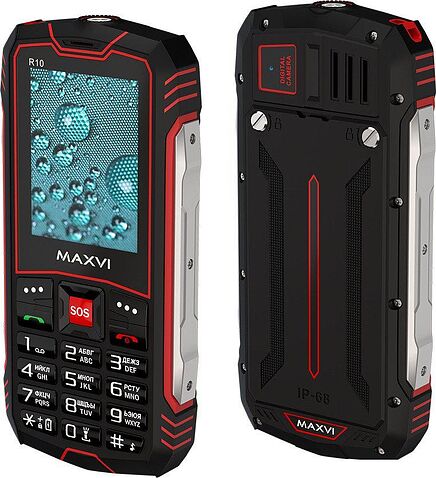 Кнопочный телефон Maxvi R10 (черный/красный)